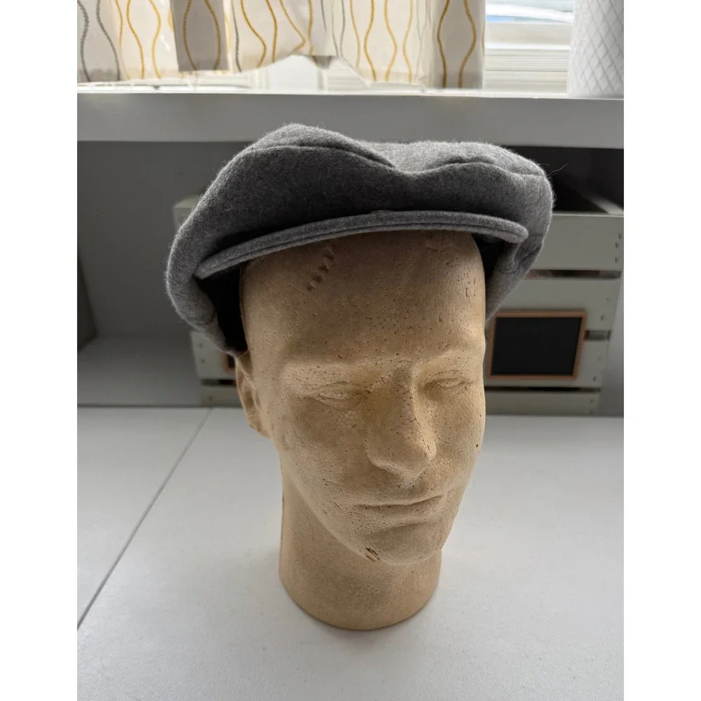 Beacon Hill Mens Gray Wool Blend Flat Cap Newsboy Ivy Hat XL Made in Korea